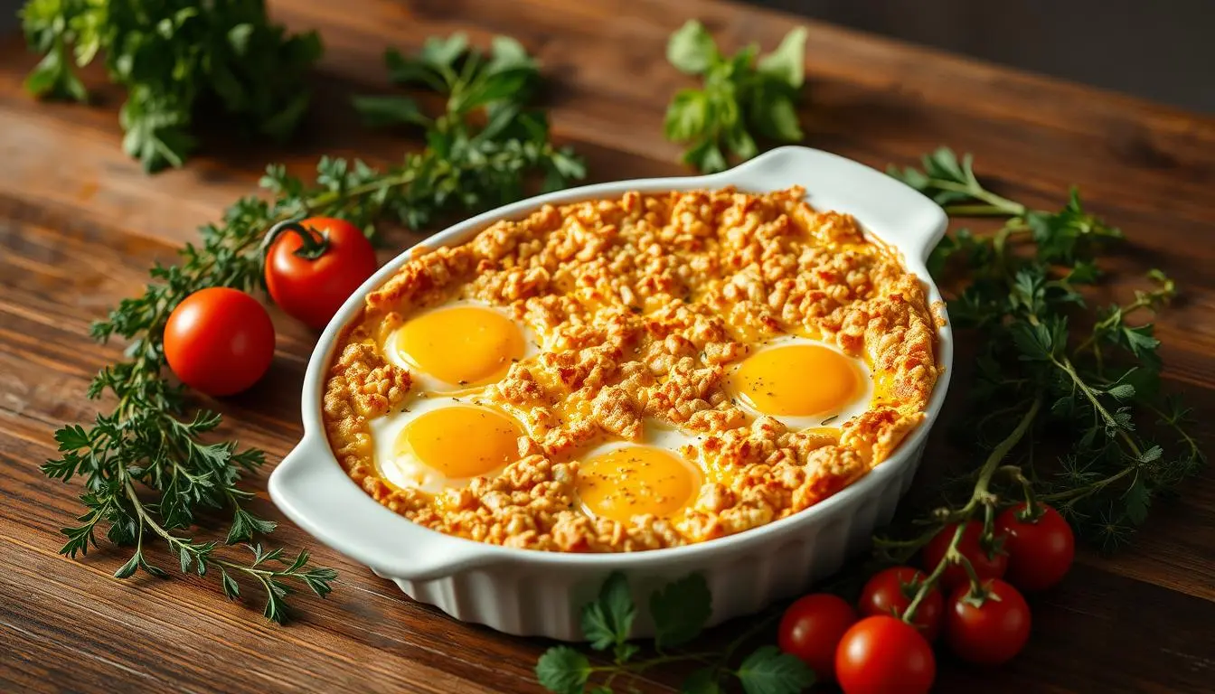 baked egg casserole made with crackers