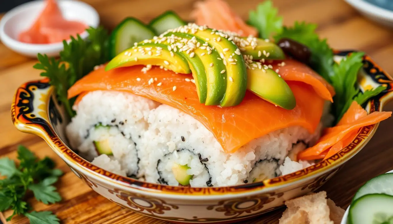 salmon sushi bake